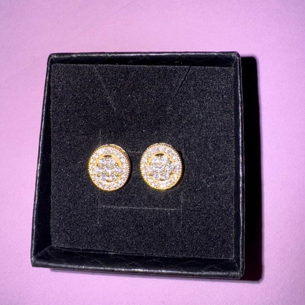 Elegant Gold Plated Sterling Silver 925 Stud Earrings